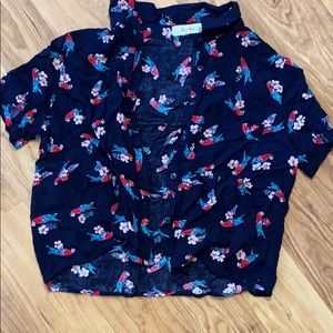 Dark Blue Cropped button up